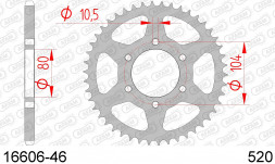 16606-46 звезда задняя KAWASAKI NINJA, Z 800, KAWASAKI ZX 6 (ведомая) стальная, 520, AFAM (JTR478.46)