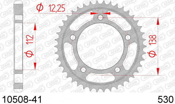 10508-41 звезда задняя HONDA CB 1100, HONDA CBF 1000 (ведомая) стальная, 530, AFAM (JTR302.41)
