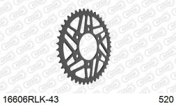16606RLK-43 звезда задняя KAWASAKI ZX 10 R ZX 1000 (ведомая) стальная, облегченная, 520, AFAM