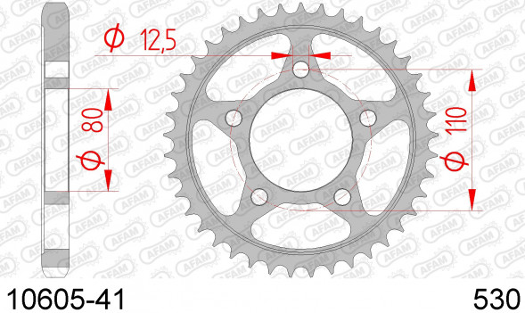 10605-41 звезда задняя HONDA CB CBR CBX 1000, HONDA VF 1000 (ведомая) стальная, 530, AFAM (JTR1334.41)