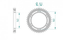 16701-44 звезда задняя KAWASAKI GPX750, GPX750, GPZ750, ZX1000, GPZ1100, ZRX1100, ZZR1100 (ведомая) стальная, 530, AFAM (JTR502.44)