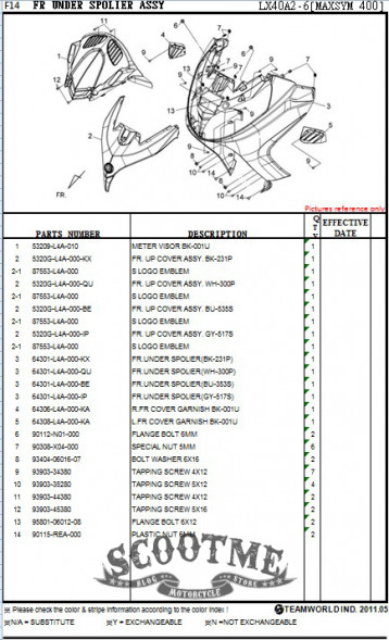 Облицовка декоративная передняя правая SYM MAXSYM 400 ABS [ЦВЕТ: ЧЁРНЫЙ BK-001U]