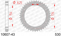 10607-43 звезда задняя HONDA VFR 750, 800 (ведомая) стальная, 530, AFAM (JTR343.43)