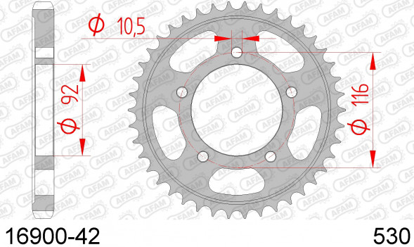 16900-42 звезда задняя KAWASAKI ZZR 1400 (ведомая) стальная, 530, AFAM (JTR1493.42)