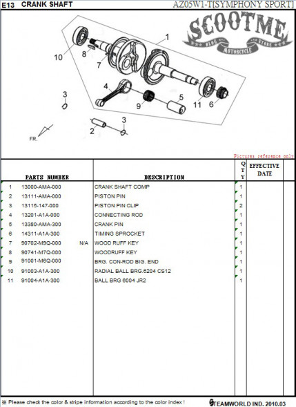 Подшипник шариковый радиальный коленвала BRG.6204 CS12 SYM SYMPHONY 50SR
