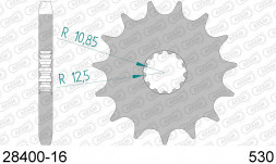 28400-16 звезда передняя KAWASAKI ZXR, SUZUKI GSX, YAMAHA FZR (ведущая) стальная, 530, AFAM (JTF566.16)