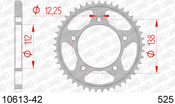 10613-42 звезда задняя HONDA CB 600, CBF 600, VT 750 (ведомая) стальная, 525, AFAM (JTR1304.42)
