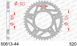 50613-44 звезда задняя DUCATI MONSTER, SCRAMBLER, PANIGALE (ведомая) стальная, 520, AFAM