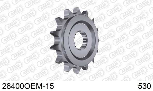 28400OEM-15 звезда передняя SUZUKI GSF Bandit, GSX, KAWASAKI ZXR, YAMAHA FZS (ведущая) стальная с демпфером, 530, AFAM (JTF566.15)