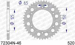 72304N-46 звезда задняя HUSQVARNA FC, TE, TX, KTM EXC, SX (ведомая) алюминиевая, анодированная, 520, AFAM