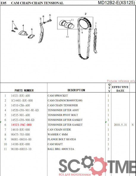 Цепь ГРМ SYM XS 125 [CHOHO SCR040SVX100]