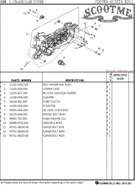 Болт для проверки уровня масла в редукторе SYM Jet 4 50 NAKED