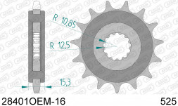 28401OEM-16 звезда передняя SUZUKI GSF Bandit, TRIUMPH 800 (ведущая) стальная с демпфером, 525, AFAM (JTF520.16)