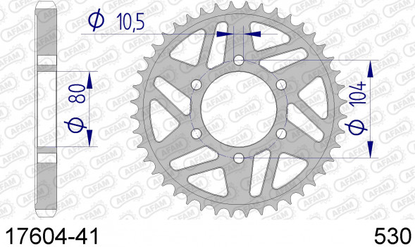 17604-41 звезда задняя KAWASAKI ZXR 750, ZX9 (ведомая) алюминиевая, 530, AFAM (JTA478.43)