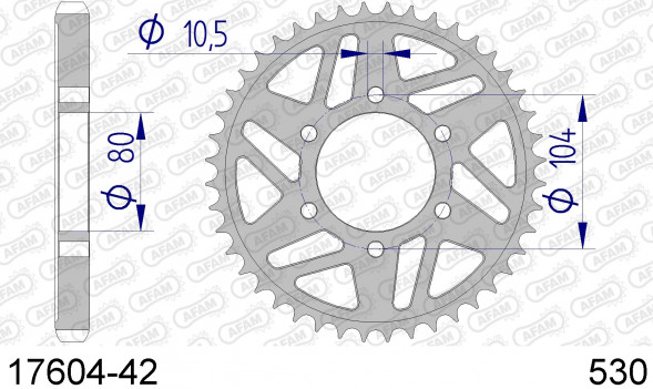 17604-42 звезда задняя KAWASAKI ZXR 750, ZX9 (ведомая) алюминиевая, 530, AFAM (JTA478.43)