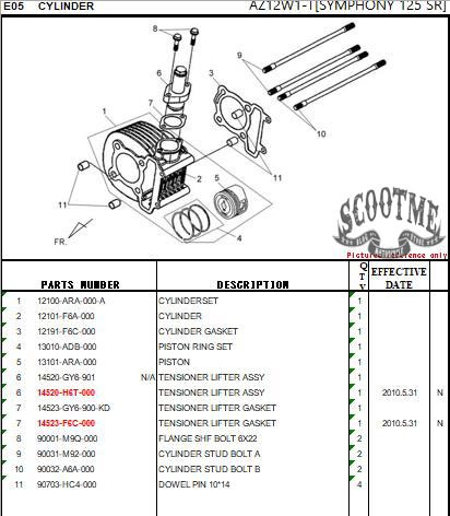 Цилиндр ДВС SYM SYMPHONY 125SR