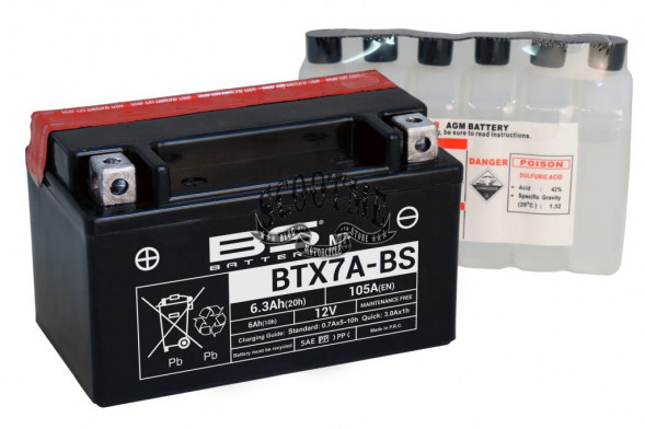 Аккумулятор BS-BATTERY BTX7A-BS (YTX7A-BS)