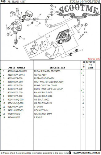 Колодки тормозные задние к-т SYM WOLF (T2) 250 [RA1]