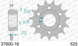 37600-16 звезда передняя APRILIA Dorsoduro, GT Shiver (ведущая) стальная, 525, AFAM