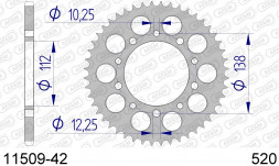 11509-42 звезда задняя HONDA CB CBR 600, HONDA CBR 900 (ведомая) алюминиевая, 520, AFAM (JTA1303.42)