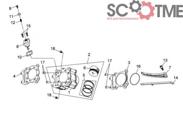 Прокладка цилиндра ДВС SYM ATV 600LE