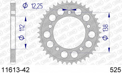 11613-42 звезда задняя HONDA CB CBR 600, HONDA VTR 1000 (ведомая) алюминиевая, 525, AFAM (JTA1304.42)