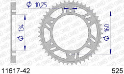 11617-42 звезда задняя HONDA CBR 1000 RR Fireblade, CBR 600 (ведомая) алюминиевая, 525, AFAM (JTA1307.42)