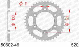 50602-46 звезда задняя DUCATI 900 Supersportt, 900 Monster, SP3 Superbike (ведомая) стальная, 520, AFAM (JTR735.46)