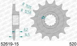 52619-15 звезда передняя DUCATI 821 Monster (ведущая) стальная, 520, AFAM