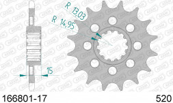 166801-17 звезда передняя BMW HP4, BMW S1000 RR (ведущая) стальная, 520, AFAM (JTF1404.17)