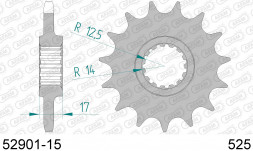 52901-15 звезда передняя DUCATI 1199 Panigale (ведущая) стальная, 525, AFAM