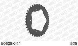 50608K-41 звезда задняя DUCATI 1100 Monster, DUCATI Evo (ведомая) стальная, черная, 525, AFAM