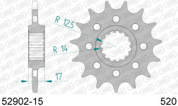 52902-15 звезда передняя DUCATI 1199 Panigale (ведущая) стальная, 520, AFAM