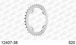 12407-38 звезда задняя YAMAHA YFM 350, YFM 700 R Raptor (ведомая) стальная, 520, AFAM (JTR1857.38)
