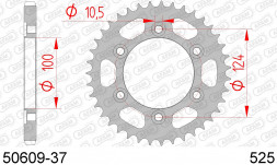 50609-37 звезда задняя DUCATI 1000 Monster, 1000 Supersport (ведомая) стальная, 525, AFAM (JTR745.37)