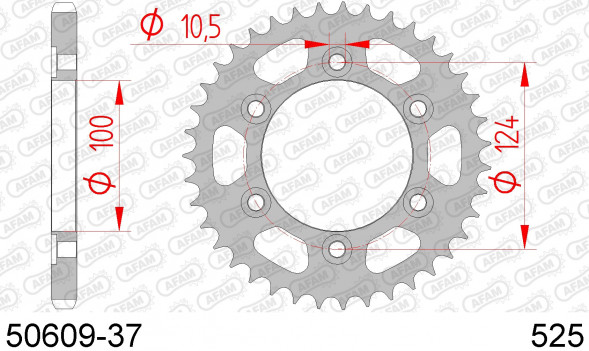 50609-37 звезда задняя DUCATI 1000 Monster, 1000 Supersport (ведомая) стальная, 525, AFAM (JTR745.37)
