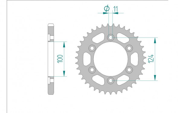 50609-42 звезда задняя DUCATI MONSTER 1000, SUPER SPORT, SPORT TOURING (ведомая) стальная, 525, AFAM