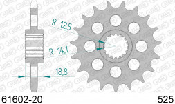 61602-20 звезда передняя BMW F 800 R (ведущая) стальная, 525, AFAM
