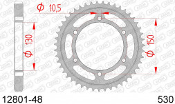 12801-48 звезда задняя YAMAHA FZR 1000, FZS 600, YZF 1000 (ведомая) стальная, 530, AFAM (JTR859.48)