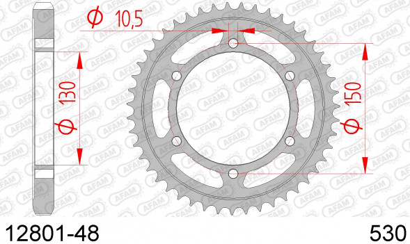 12801-48 звезда задняя YAMAHA FZR 1000, FZS 600, YZF 1000 (ведомая) стальная, 530, AFAM (JTR859.48)