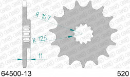 64500-13 звезда передняя HUSQVARNA CR 250, SM 610, TC 450, TE 400, WR 300 (ведущая) стальная, 520, AFAM (JTF824.13)