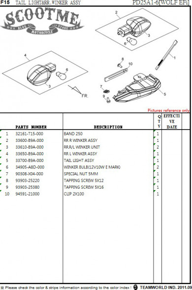 Фонарь задний в сборе SYM WOLF (T2) 250
