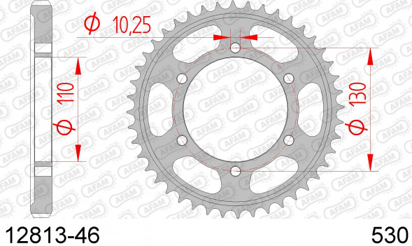 12813-46 звезда задняя SUZUKI GSX-R, YAMAHA FZ Fazer, YZF 1000 (ведомая) стальная, 530, AFAM (JTR479.46)