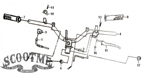 Рукоятка руля правая SYM ORBIT 125