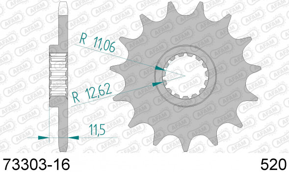73303-16 звезда передняя KTM LC4 Enduro (ведущая) стальная, 520, AFAM (JTF1902.16)