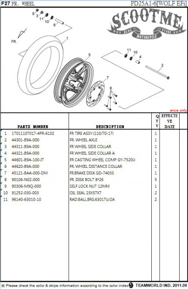Диск колёсный передний 17"× 3.00" 5отв.× d150 SYM WOLF (T2) 250i [ЦВЕТ: BLACK MATT GY-7520U] 