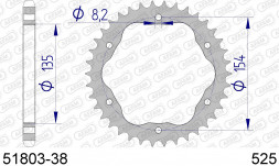 51803-38 звезда задняя DUCATI 1100 S Streetfighter, Corse, Panigale (ведомая) алюминиевая для адаптера PCD, 525, AFAM