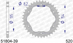 51804-39 звезда задняя DUCATI 1098 R, S, Corse, Panigale, (ведомая) алюминиевая для адаптера PCD, 520, AFAM