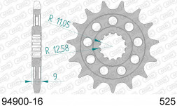 94900-16 звезда передняя BENELLI TNT 899, TNT 1130 (ведущая) стальная, 525, AFAM