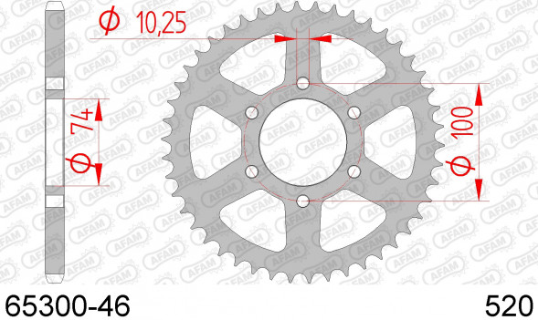 65300-46 звезда задняя HYOSUNG GV 250 (ведомая) стальная, 520, AFAM (JTR1073.46)